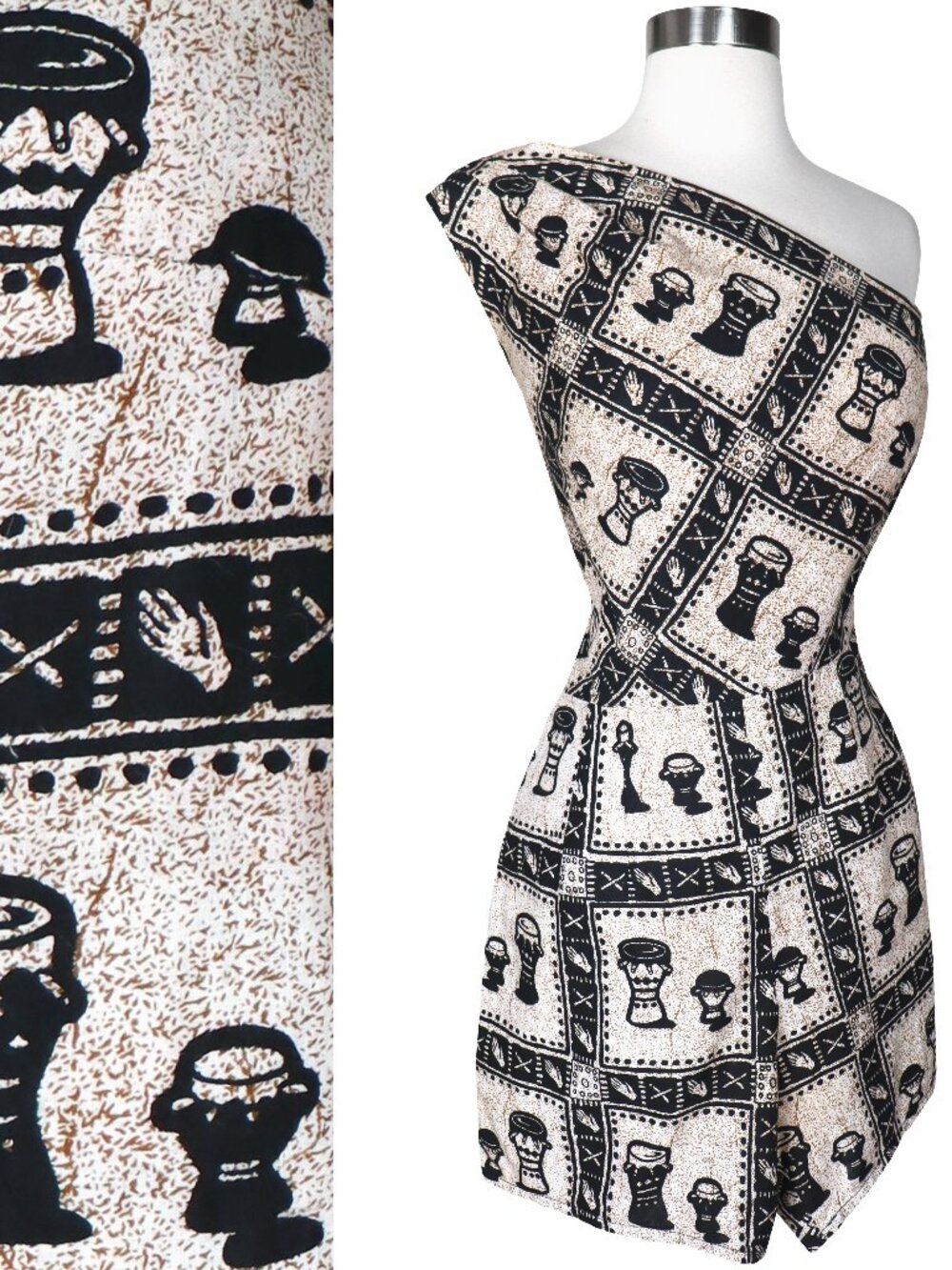Retro 50s Rockabilly VLV Pinup Playsuit 1 Shoulder Cotton Shorts Tiki Romper M
